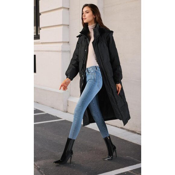 Women's Mid Calf Comfy Square Closed Heel Zipper Short Ankle Stiletto Black Boot - Picture 2 of 8